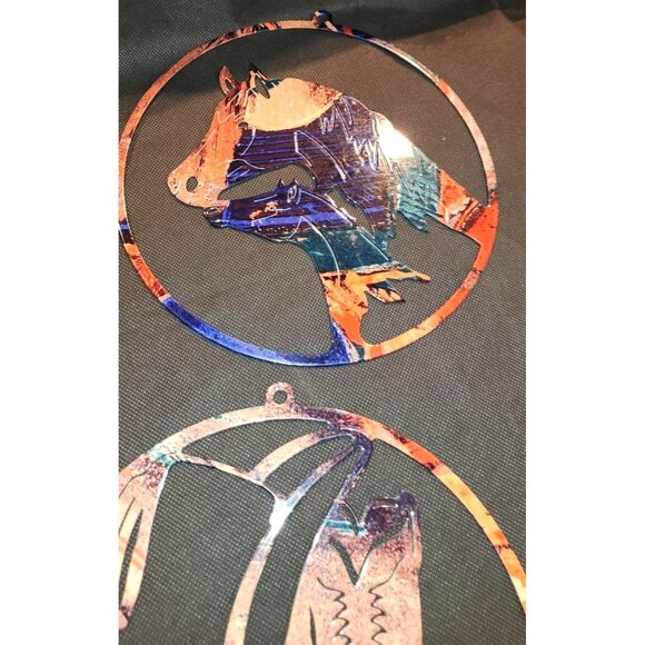 Western-Themed Metal Wall Art Set With Horse Cowboy Boot Designs NEW 8" - Picture 3 of 10